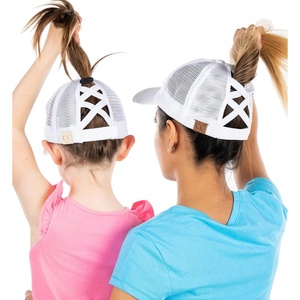 image:imageFunky Junque Mommy Me Criss Cross Ponytail Baseball Cap Set2 Pack White