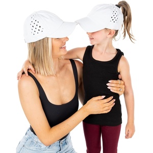 image:imageFunky Junque Mommy Me Criss Cross Ponytail Baseball Cap SetBasketweave  White 2 Pack