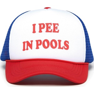image:imageFunky Junque Premium Mesh Snapback Trucker Hat  Stylish Comfort for All  Patriotic Humor amp MoreI Pee in Pools WhiteRedBlue