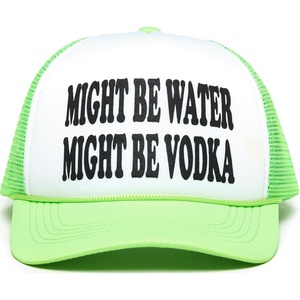 image:imageFunky Junque Premium Mesh Snapback Trucker Hat  Stylish Comfort for All  Patriotic Humor amp MoreMight Be Water Might Be Vodka WhiteNeon Lime