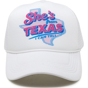 image:imageFunky Junque Premium Mesh Snapback Trucker Hat  Stylish Comfort for All  Patriotic Humor amp MoreShes from Texas I Can Tell  White