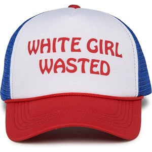 image:imageFunky Junque Premium Mesh Snapback Trucker Hat  Stylish Comfort for All  Patriotic Humor amp MoreWhite Girl Wasted WhiteRedBlue
