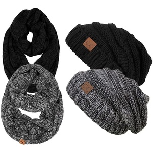 image:imageFunky Junque Slouchy Beanie amp Infinity Scarf Gift Set  Matching Winter Accessories Sets for Women Oversized Hat and Scarves2 Pack Black  BlackGrey Mix 31
