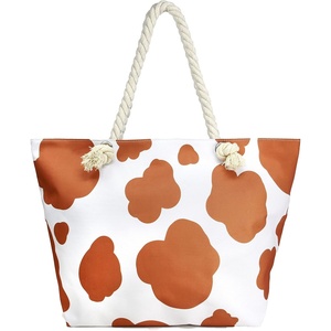 image:imageFunky Junque Stylish Straw Beach Tote Bag for Women  Summer Travel Shoulder Bag  Beach Quotes Cattle Bags Smiley FacesCattle Bag  Brown