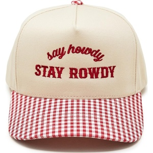 image:imageFunky Junque Trucker Snapback HatSay Howdy Stay Rowdy  Gingham Red  WhiteBeige