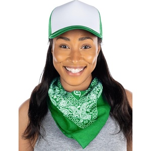image:imageFunky Junque Unisex 100 Cotton MultiPurpose Bandana Scarves Paisley Headwrap Handkerchief for Women Men Boys GirlsBandanaTrucker Hat Kelly GreenWhite