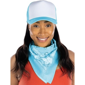 image:imageFunky Junque Unisex 100 Cotton MultiPurpose Bandana Scarves Paisley Headwrap Handkerchief for Women Men Boys GirlsBandanaTrucker Hat Light BlueWhite