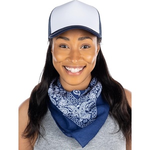 image:imageFunky Junque Unisex 100 Cotton MultiPurpose Bandana Scarves Paisley Headwrap Handkerchief for Women Men Boys GirlsBandanaTrucker Hat NavyWhite