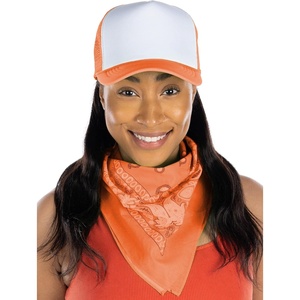 image:imageFunky Junque Unisex 100 Cotton MultiPurpose Bandana Scarves Paisley Headwrap Handkerchief for Women Men Boys GirlsBandanaTrucker Hat Neon OrangeWhite
