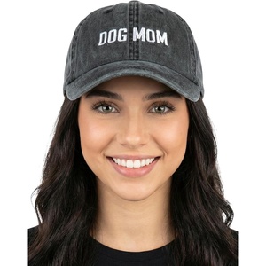 image:imageFunky Junque Vintage Dad Hat Distressed Embroidered Baseball CapDog Mom  Black Washed