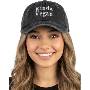 image:imageFunky Junque Vintage Dad Hat Distressed Embroidered Baseball CapKinda Vegan  Washed Distressed Black