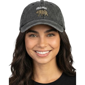 image:imageFunky Junque Vintage Dad Hat Distressed Embroidered Baseball CapLeopard Print Mama Bear  Black