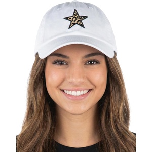 image:imageFunky Junque Vintage Dad Hat Distressed Embroidered Baseball CapLeopard Print Star  White