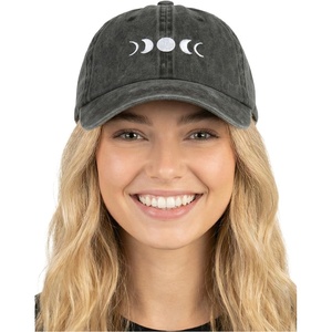 image:imageFunky Junque Vintage Dad Hat Distressed Embroidered Baseball CapMoon Phases  Black