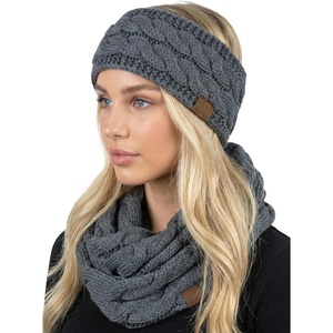 image:imageFunky Junque Womens Headwrap amp Infinity Scarf Set  Soft Knit Winter Accessories Trendy Cold Weather Gifts for WomenSolid Charcoal