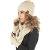 image:imageFunky Junque Hat Scarf Glove Set for Women  Matching Winter Set with Ribbed Knit Beanie Infinity Scarf amp Cozy GlovesBeige