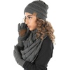 image:imageFunky Junque Hat Scarf Glove Set for Women  Matching Winter Set with Ribbed Knit Beanie Infinity Scarf amp Cozy GlovesCharcoal