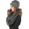 image:imageFunky Junque Hat Scarf Glove Set for Women  Matching Winter Set with Ribbed Knit Beanie Infinity Scarf amp Cozy GlovesFour Color Mix  31 BlackGrey