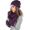 image:imageFunky Junque Hat Scarf Glove Set for Women  Matching Winter Set with Ribbed Knit Beanie Infinity Scarf amp Cozy GlovesPurple