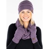 image:imageFunky Junque Hat Scarf Glove Set for Women  Matching Winter Set with Ribbed Knit Beanie Infinity Scarf amp Cozy GlovesViolet
