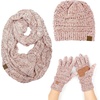 image:imageFunky Junque Hat Scarf Glove Set for Women  Matching Winter Set with Ribbed Knit Beanie Soft Infinity Scarf amp Warm Cozy Knit Gloves for Cold Weather  Confetti Indi Pink