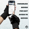 image:imageFunky Junque Luxury Fingerless Gloves  Womens Winter Cozy Ribbed Half Finger with Elegant Faux Fur BowBlack
