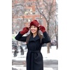 image:imageFunky Junque Luxury Fingerless Gloves  Womens Winter Cozy Ribbed Half Finger with Elegant Faux Fur BowBurgundy