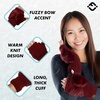 image:imageFunky Junque Luxury Fingerless Gloves  Womens Winter Cozy Ribbed Half Finger with Elegant Faux Fur BowBurgundy