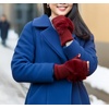 image:imageFunky Junque Luxury Fingerless Gloves  Womens Winter Cozy Ribbed Half Finger with Elegant Faux Fur BowBurgundy
