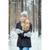 image:imageFunky Junque Luxury Fingerless Gloves  Womens Winter Cozy Ribbed Half Finger with Elegant Faux Fur BowMint