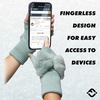 image:imageFunky Junque Luxury Fingerless Gloves  Womens Winter Cozy Ribbed Half Finger with Elegant Faux Fur BowMint