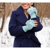 image:imageFunky Junque Luxury Fingerless Gloves  Womens Winter Cozy Ribbed Half Finger with Elegant Faux Fur BowMint