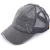 image:imageFunky Junque Messy Bun Ponytail Cap Distressed Trucker Baseball HatGrey Washed  Mesh