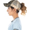 image:imageFunky Junque Messy Bun Ponytail Cap Distressed Trucker Baseball HatOlive Camo  Mesh