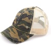 image:imageFunky Junque Messy Bun Ponytail Cap Distressed Trucker Baseball HatOlive Camo  Mesh