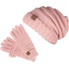 image:imageFunky Junque Winter Hat and Gloves for Women  Oversized Winter Hat amp Gloves Cozy Knit Slouchy Beanie Set for Cold WeatherIndi Pink