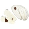 image:imageFunky Junque Winter Hat and Gloves for Women  Oversized Winter Hat amp Gloves Cozy Knit Slouchy Beanie Set for Cold WeatherIvory