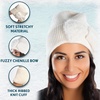 image:imageFunky Junque Womens Soft Chenille Beanie  Warm Stretchy Knit Winter Hat with BowsChenille Bow  Beige