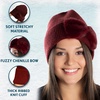 image:imageFunky Junque Womens Soft Chenille Beanie  Warm Stretchy Knit Winter Hat with BowsChenille Bow  Burgundy