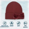 image:imageFunky Junque Womens Soft Chenille Beanie  Warm Stretchy Knit Winter Hat with BowsChenille Bow  Burgundy