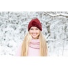 image:imageFunky Junque Womens Soft Chenille Beanie  Warm Stretchy Knit Winter Hat with BowsChenille Bow  Burgundy