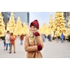 image:imageFunky Junque Womens Soft Chenille Beanie  Warm Stretchy Knit Winter Hat with BowsChenille Bow  Burgundy