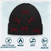 image:imageFunky Junque Womens Soft Chenille Beanie  Warm Stretchy Knit Winter Hat with BowsMini Velvet Bows  BlackBurgundy