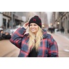 image:imageFunky Junque Womens Soft Chenille Beanie  Warm Stretchy Knit Winter Hat with BowsMini Velvet Bows  BlackBurgundy