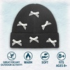 image:imageFunky Junque Womens Soft Chenille Beanie  Warm Stretchy Knit Winter Hat with BowsMini Velvet Bows  BlackIvory