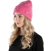 image:imageFunky Junque Womens Soft Chenille Beanie  Warm Stretchy Knit Winter Hat with BowsMini Velvet Bows  Candy Pink