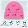 image:imageFunky Junque Womens Soft Chenille Beanie  Warm Stretchy Knit Winter Hat with BowsMini Velvet Bows  Candy Pink