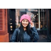 image:imageFunky Junque Womens Soft Chenille Beanie  Warm Stretchy Knit Winter Hat with BowsMini Velvet Bows  Candy Pink