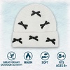 image:imageFunky Junque Womens Soft Chenille Beanie  Warm Stretchy Knit Winter Hat with BowsMini Velvet Bows  Ivory