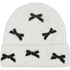 image:imageFunky Junque Womens Soft Chenille Beanie  Warm Stretchy Knit Winter Hat with BowsMini Velvet Bows  Ivory